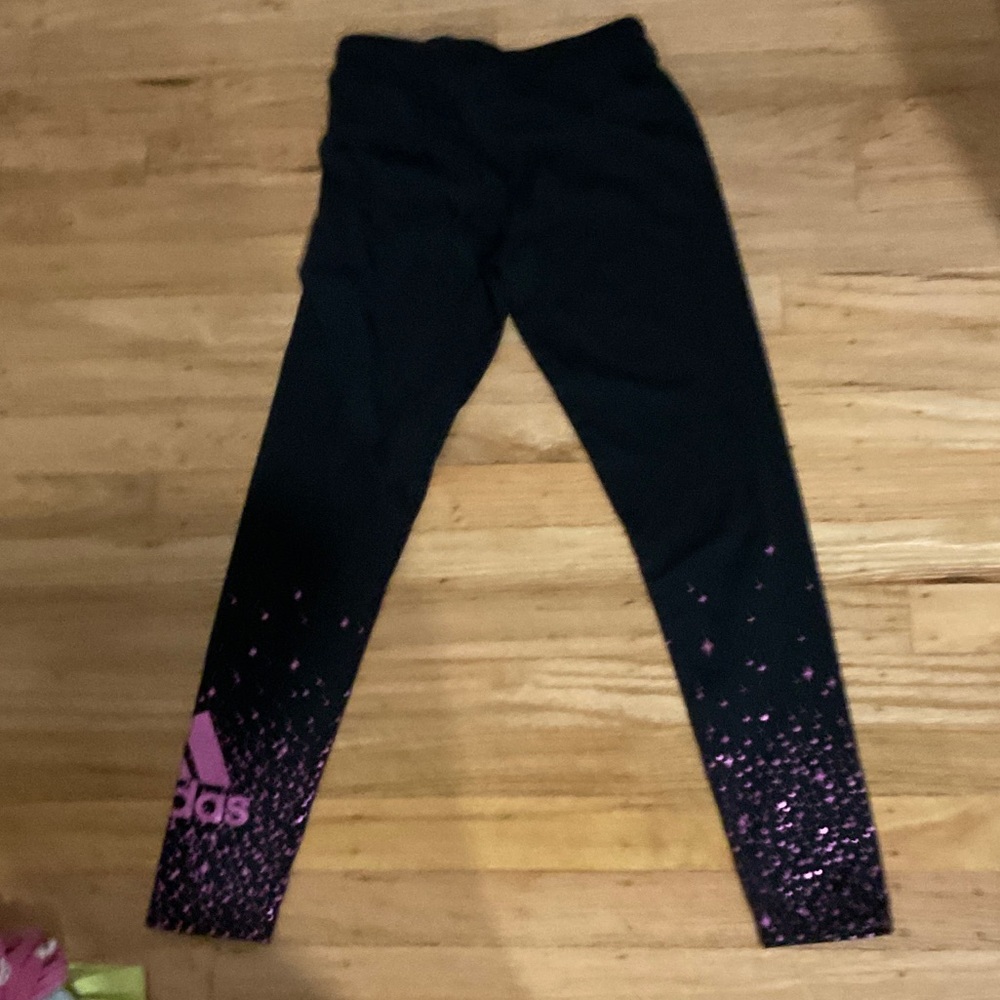 Adidas Kids Leggings in Black with Pink Accents